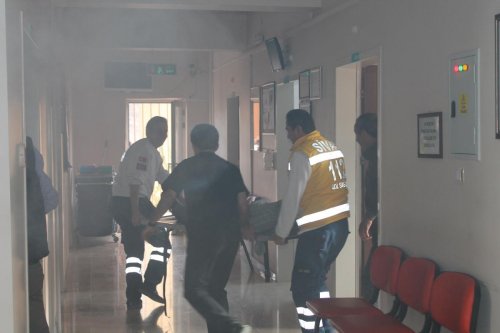 Doğanşar Devlet Hastanesinde yangın tatbikatı