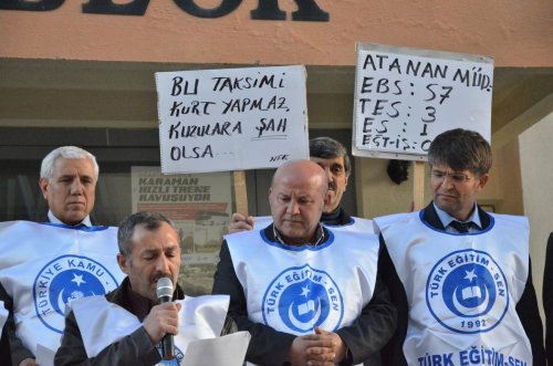 Karaman'da okul müdürleri ataması eylemi