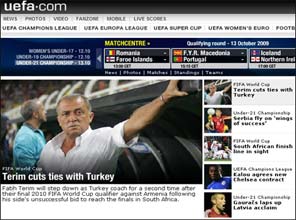Fatih Terim, UEFA'nın sitesinde manşet 