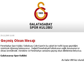 Galatasaray'dan geçmiş olsun mesajı