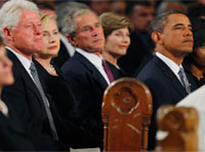 ABD başkanları cenaze töreninde buluştu