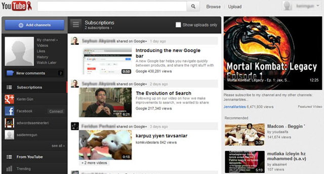 YouTube'a sosyal medya ayarı