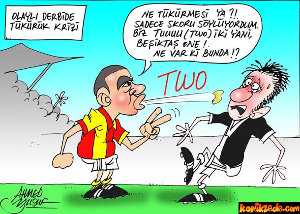 Olayli Derbide Tukuruk Krizi Karikatur Samanyolu Haber