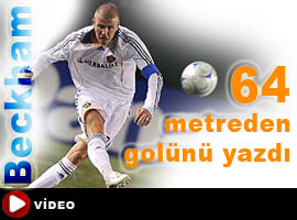 Beckham golünü 64 metreden attı-İZLE