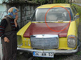 Keçiyi otomobilde besliyorlar  	