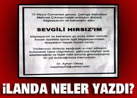 Hırsıza ilandan seslendi