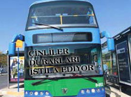 Çin otobüsü İstanbul yollarında