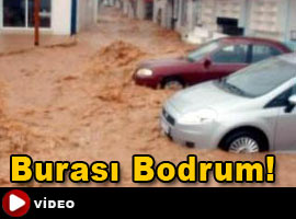 Bodrum'da araçlar denize sürüklendi