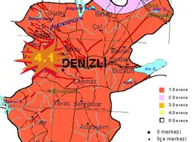 Denizli'de 4.1 büyüklüğünde deprem oldu