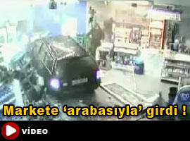 Acemi şoför markete fena daldı - Video